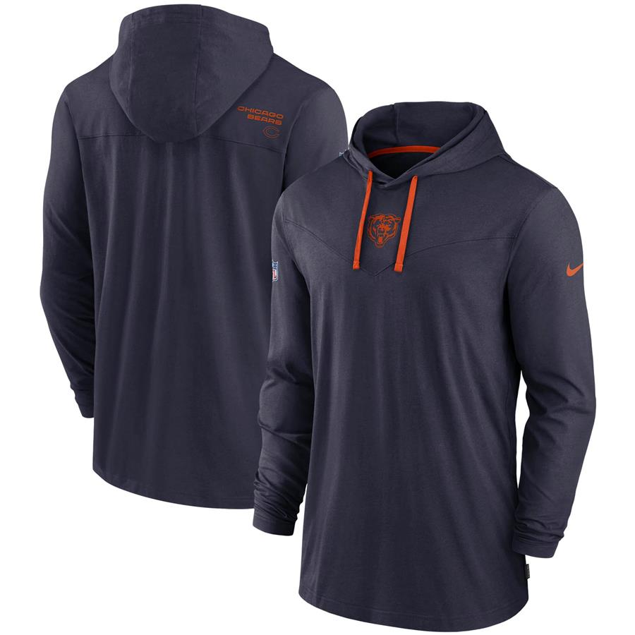 Chicago Bears Nike Sideline Performance Hoodie Tri-Blend Long Sleeve T-Shirt - Navy