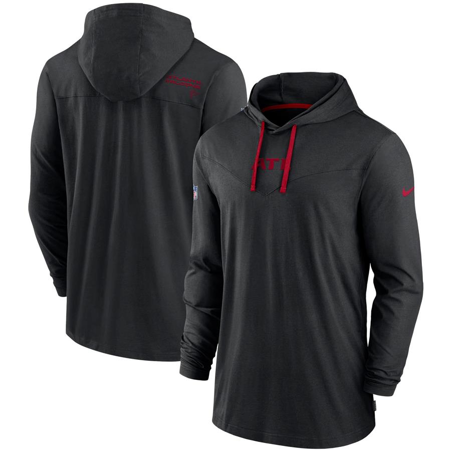 Atlanta Falcons Nike Sideline Performance Hoodie Tri-Blend Long Sleeve T-Shirt - Black