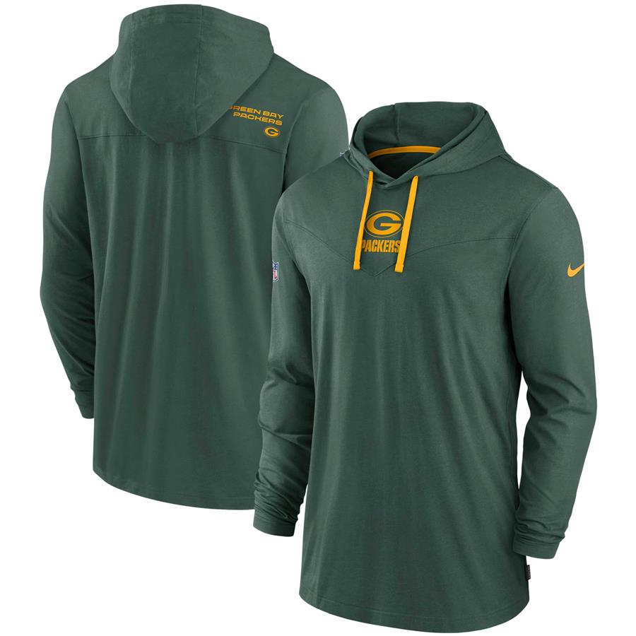 Green Bay Packers Nike Sideline Performance Hoodie Tri-Blend Long Sleeve T-Shirt - Green