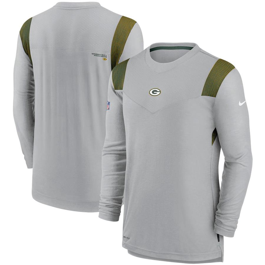 Green Bay Packers Nike Sideline Player UV Performance Long Sleeve T-Shirt - Gray