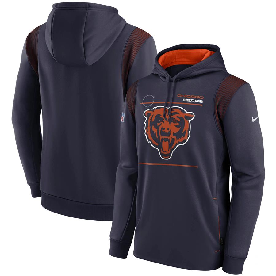 Chicago Bears Nike Sideline Logo Performance Pullover Hoodie - Navy