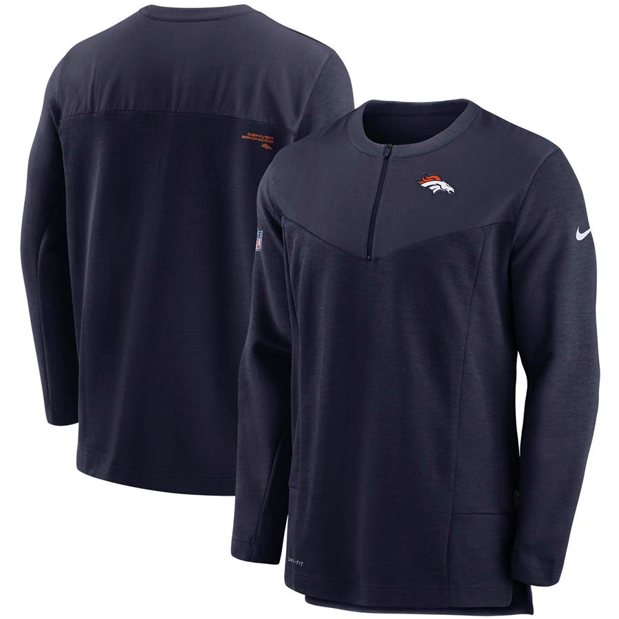 Denver Broncos Nike Sideline Half-Zip UV Performance Jacket - Navy