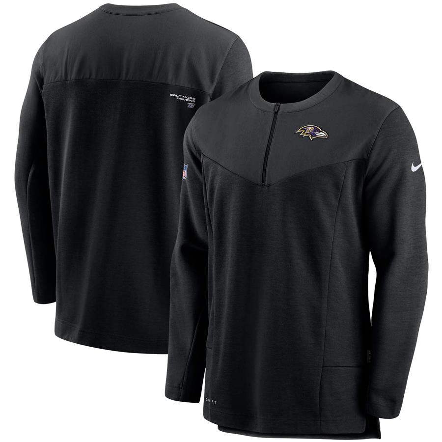 Baltimore Ravens Nike Sideline Half-Zip UV Performance Jacket - Black