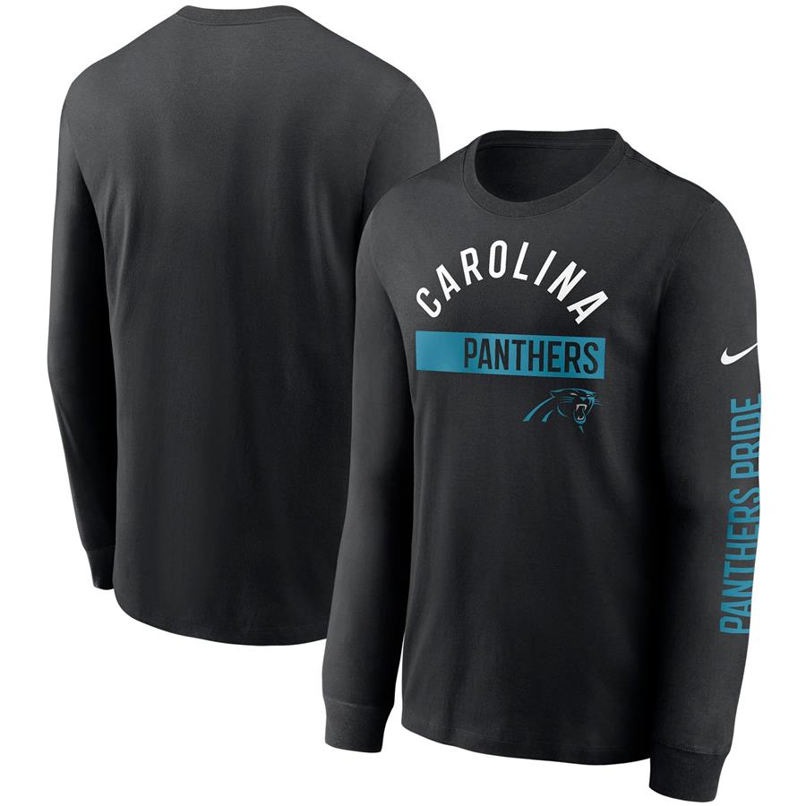 Carolina Panthers Nike Fan Gear Color Bar Long Sleeve T-Shirt - Black