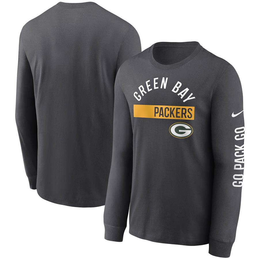 Green Bay Packers Nike Fan Gear Color Bar Long Sleeve T-Shirt - Charcoal