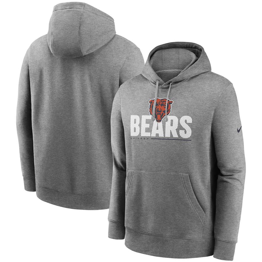 Chicago Bears Nike Team Impact Club Pullover Hoodie - Heathered Charcoal