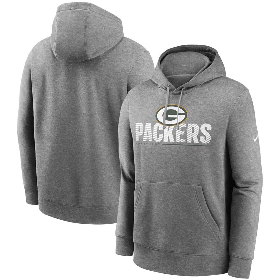 Green Bay Packers Nike Team Impact Club Pullover Hoodie - Heathered Charcoal