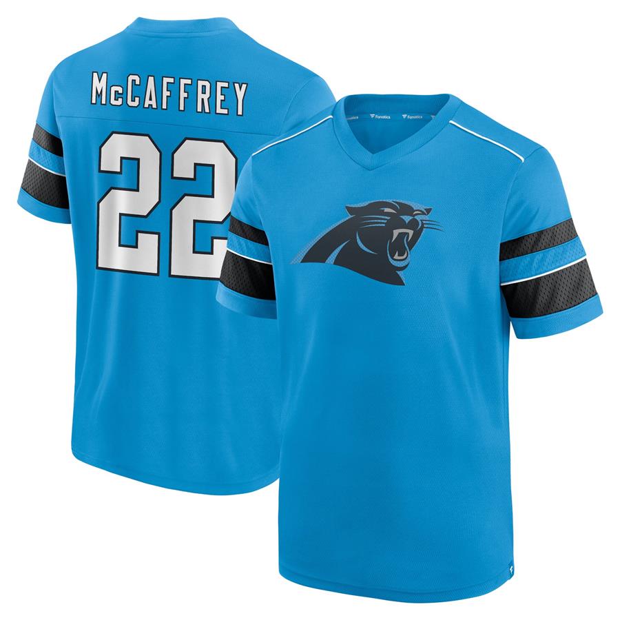Christian McCaffrey Carolina Panthers Fanatics Branded Hashmark Name & Number V-Neck T-Shirt - Blue