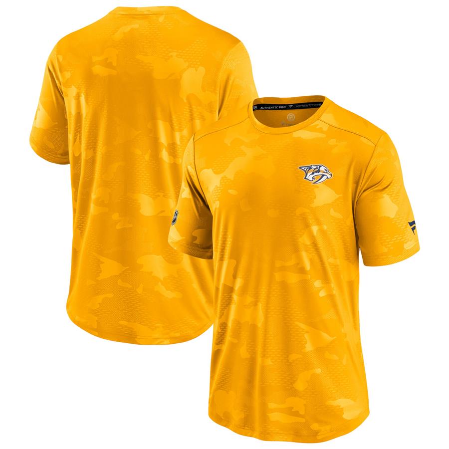 Nashville Predators Fanatics Branded Authentic Pro Locker Room Camo T-Shirt - Gold
