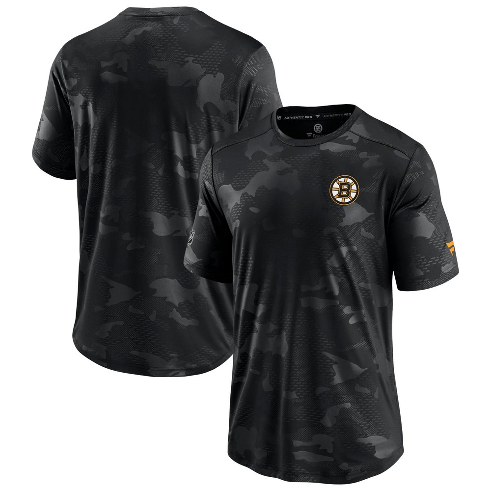 Boston Bruins Fanatics Branded Authentic Pro Locker Room Camo T-Shirt - Black
