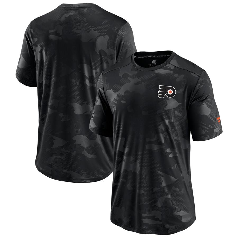 Philadelphia Flyers Fanatics Branded Authentic Pro Locker Room Camo T-Shirt - Black