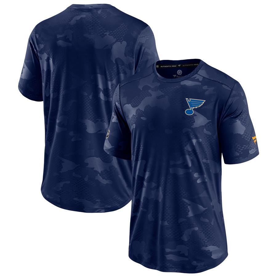 St. Louis Blues Fanatics Branded Authentic Pro Locker Room Camo T-Shirt - Navy