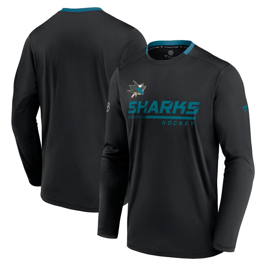 San Jose Sharks Fanatics Branded Authentic Pro Locker Room Long Sleeve T-Shirt - Black