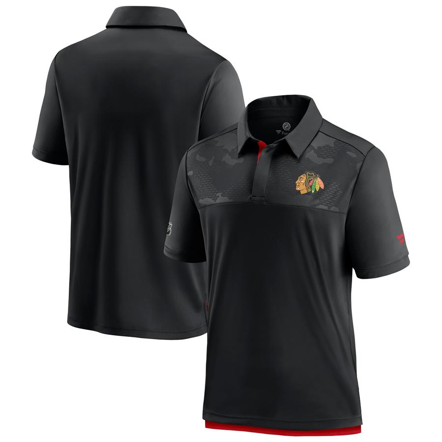 Chicago Blackhawks Fanatics Branded Authentic Pro Locker Room Team Polo - Black