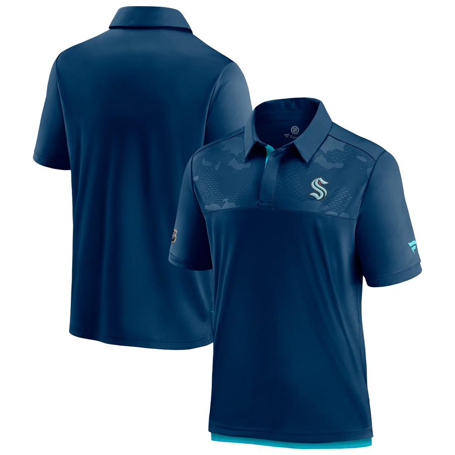 Seattle Kraken Fanatics Branded Authentic Pro Locker Room Team Polo - Deep Sea Blue