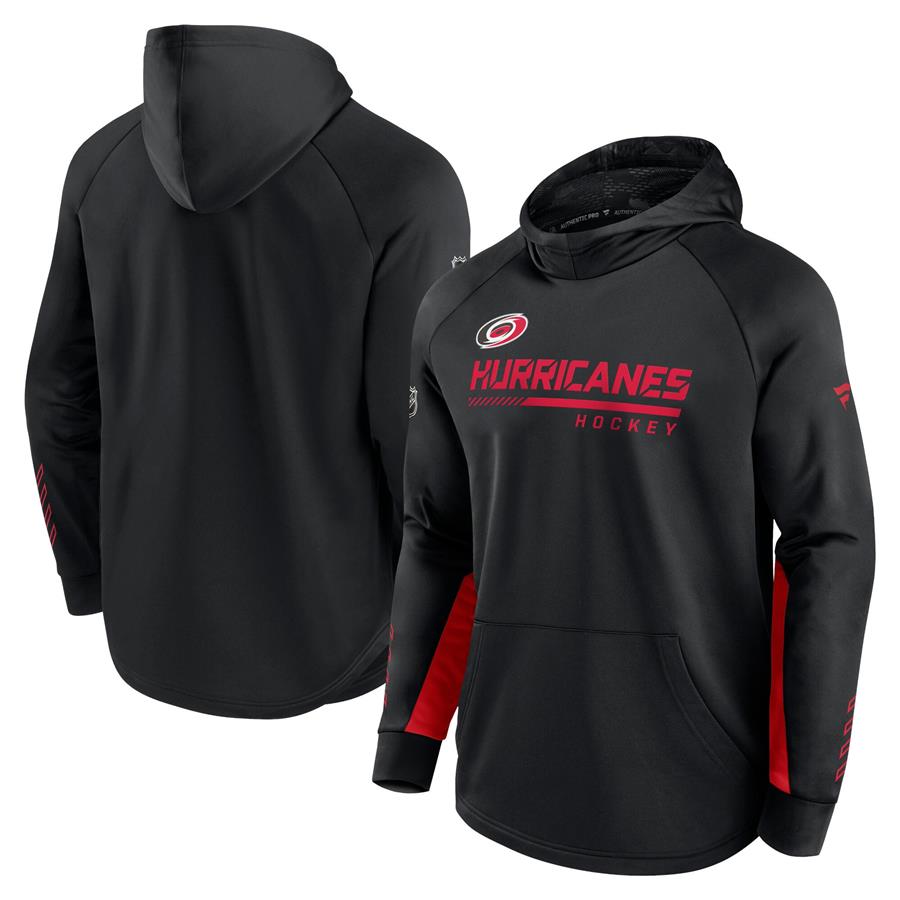 Carolina Hurricanes Fanatics Branded Authentic Pro Locker Room Raglan Pullover Hoodie - Black