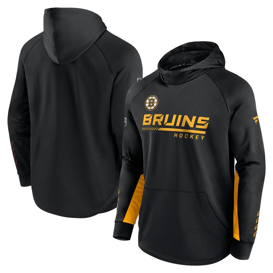 Boston Bruins Fanatics Branded Authentic Pro Locker Room Raglan Pullover Hoodie - Black
