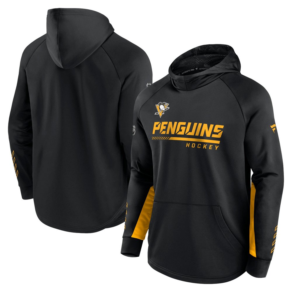 Pittsburgh Penguins Fanatics Branded Authentic Pro Locker Room Raglan Pullover Hoodie - Black