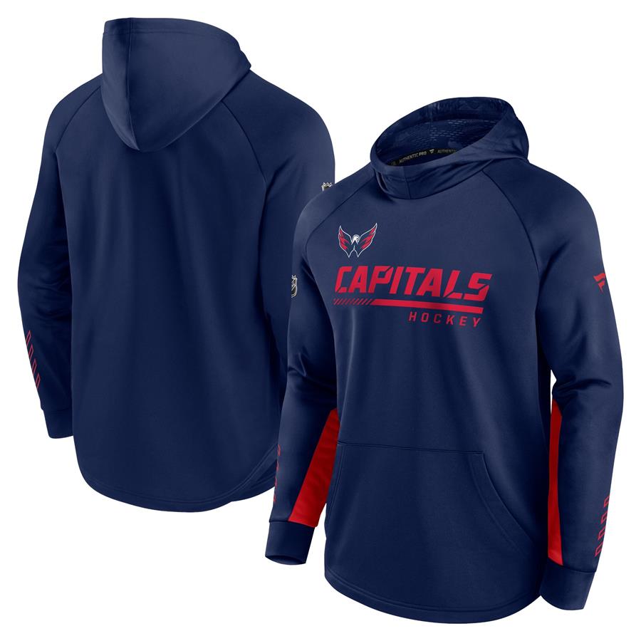Washington Capitals Fanatics Branded Authentic Pro Locker Room Raglan Pullover Hoodie - Navy