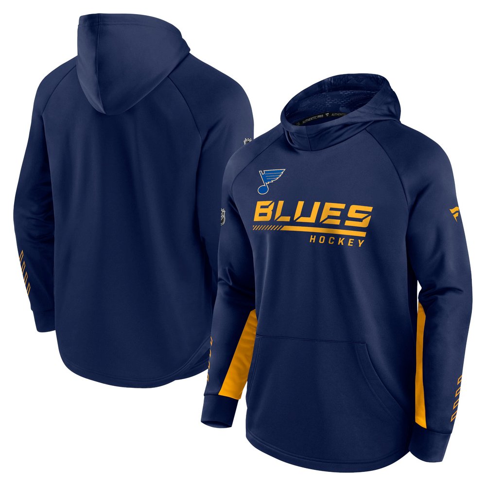 St. Louis Blues Fanatics Branded Authentic Pro Locker Room Raglan Pullover Hoodie - Navy