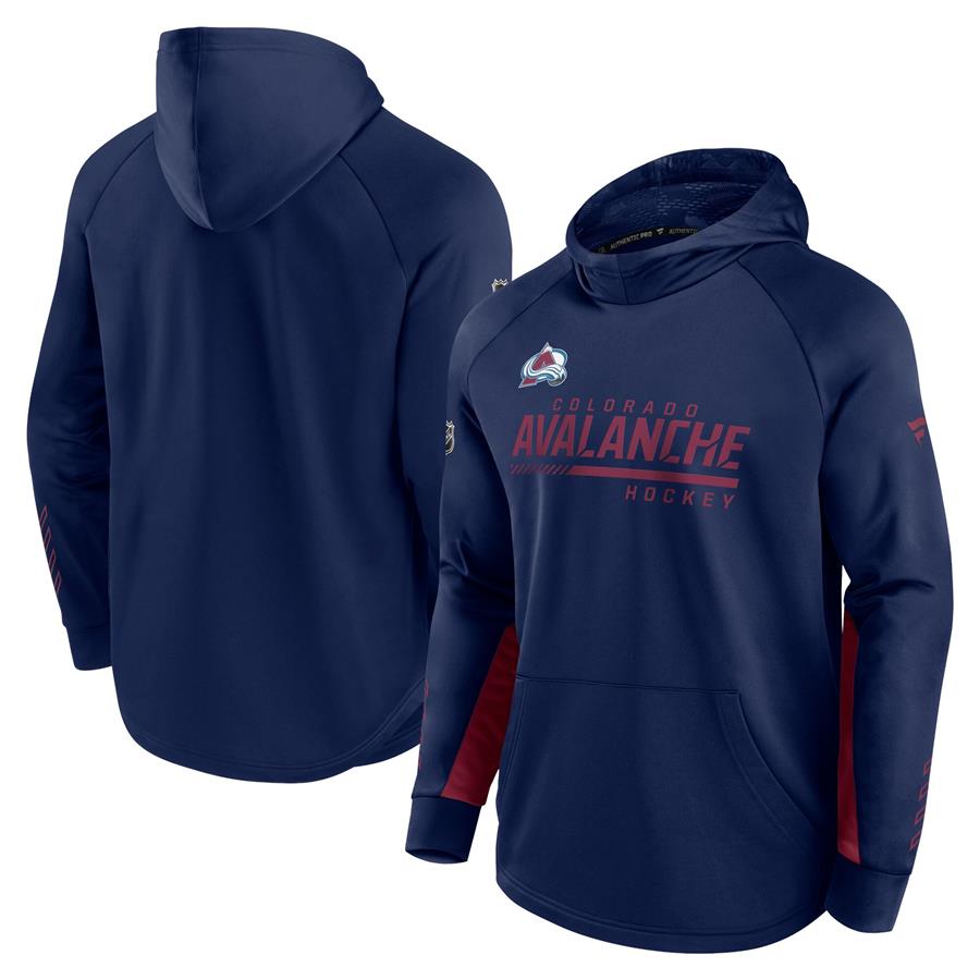 Colorado Avalanche Fanatics Branded Authentic Pro Locker Room Raglan Pullover Hoodie - Navy