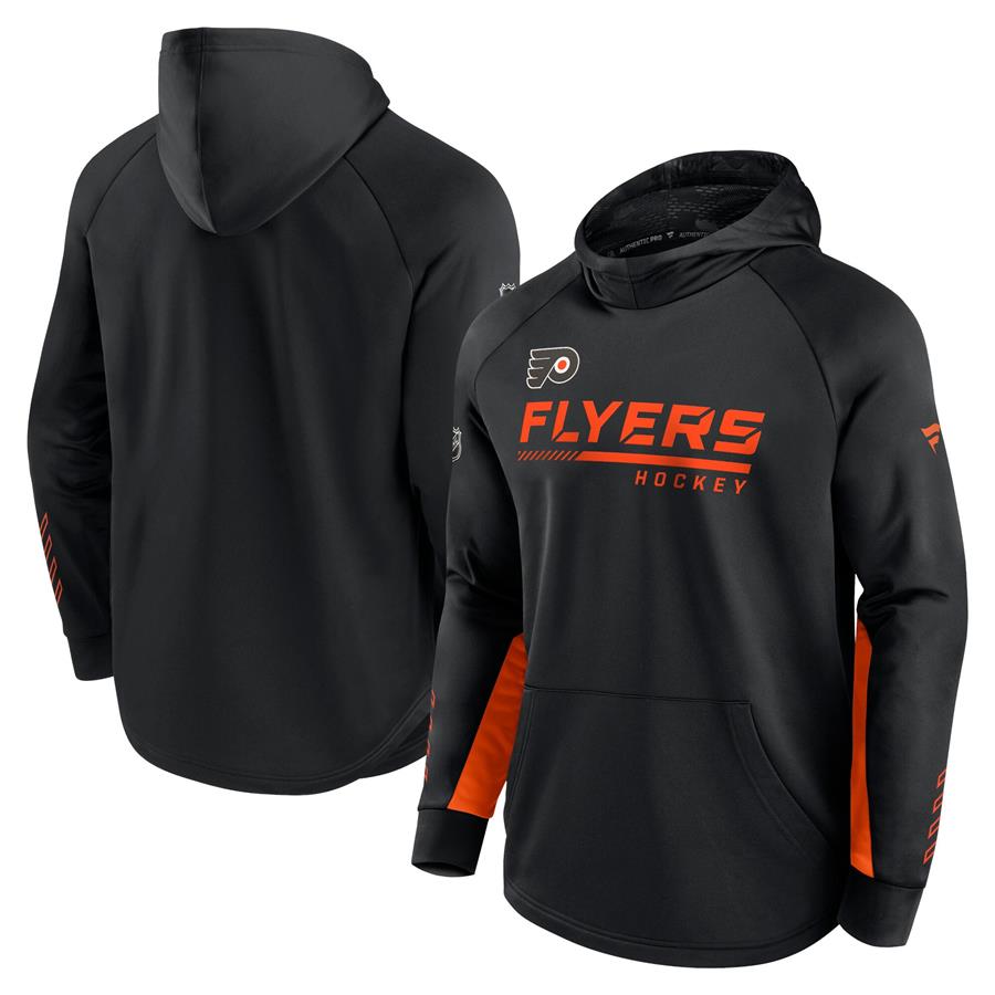 Philadelphia Flyers Fanatics Branded Authentic Pro Locker Room Raglan Pullover Hoodie - Black