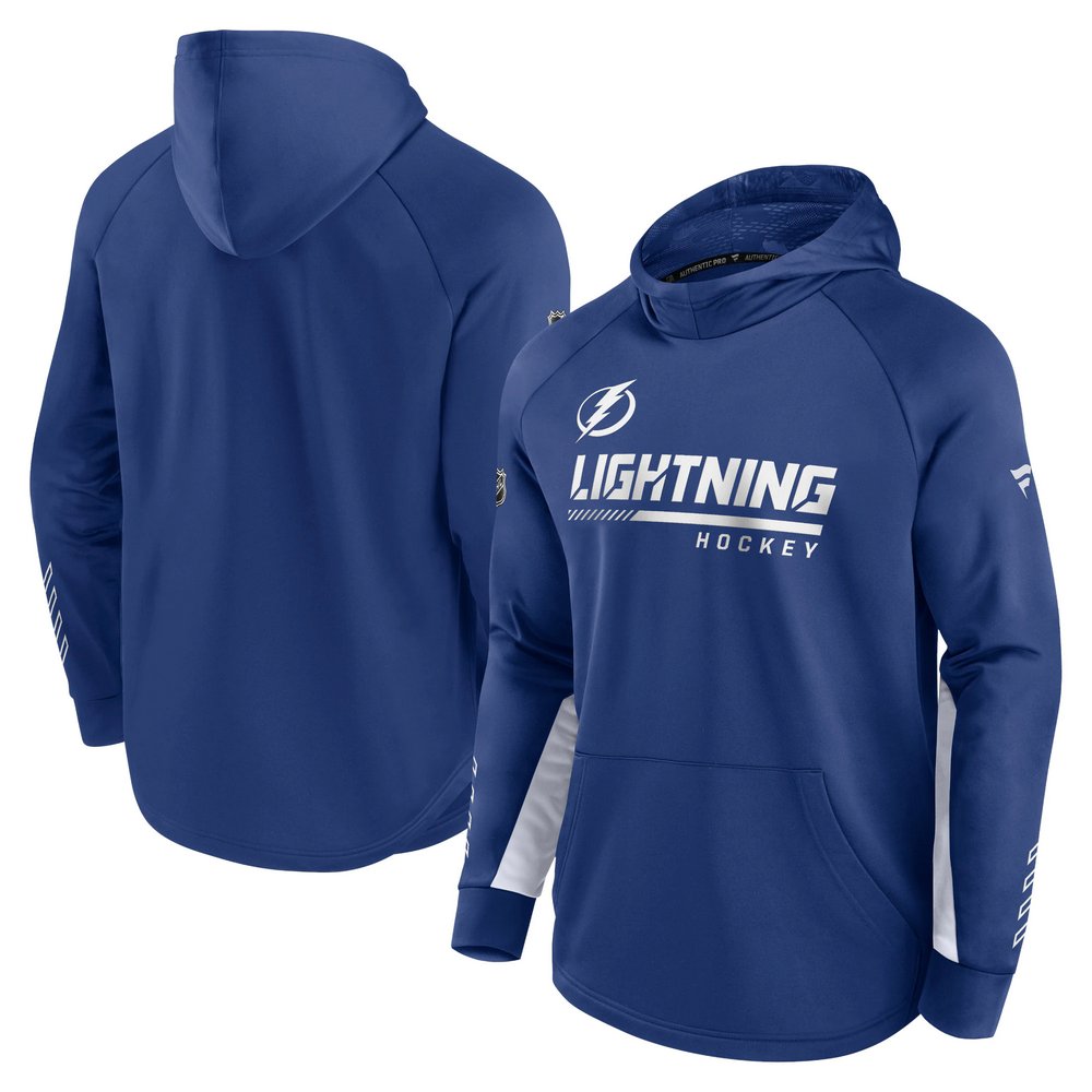 Tampa Bay Lightning Fanatics Branded Authentic Pro Locker Room Raglan Pullover Hoodie - Blue