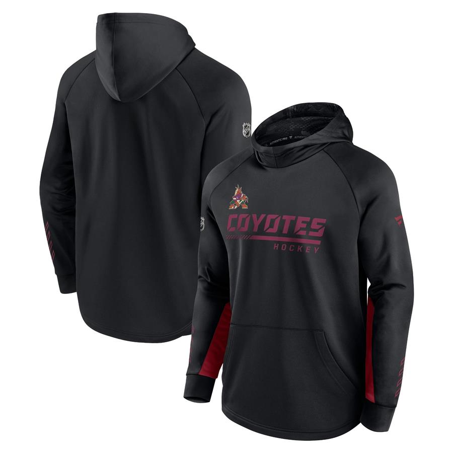 Arizona Coyotes Fanatics Branded Authentic Pro Locker Room Raglan Pullover Hoodie - Black