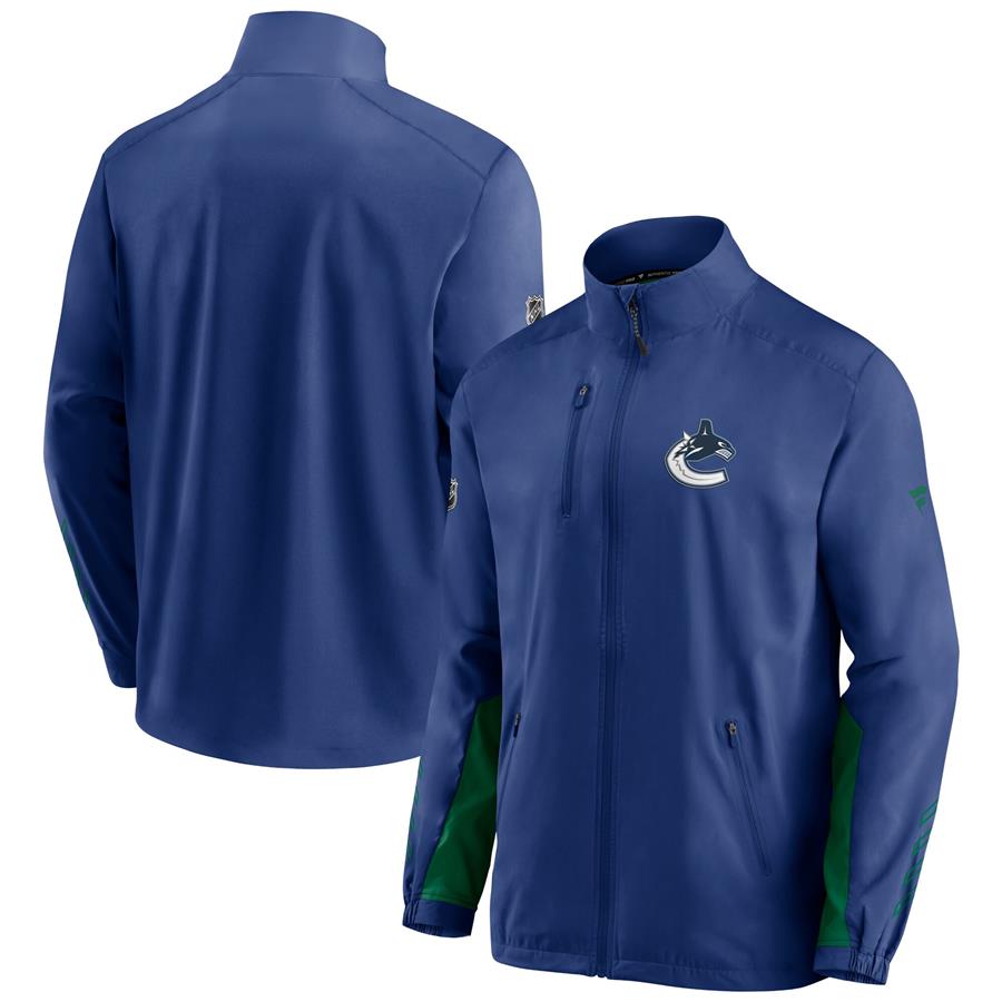 Vancouver Canucks Fanatics Branded Authentic Pro Locker Room Rinkside Full-Zip Jacket - Blue