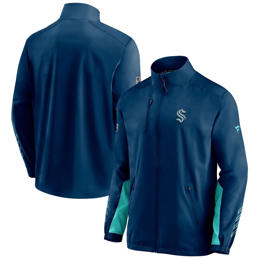 Seattle Kraken Fanatics Branded Authentic Pro Locker Room Rinkside Full-Zip Jacket - Deep Sea Blue