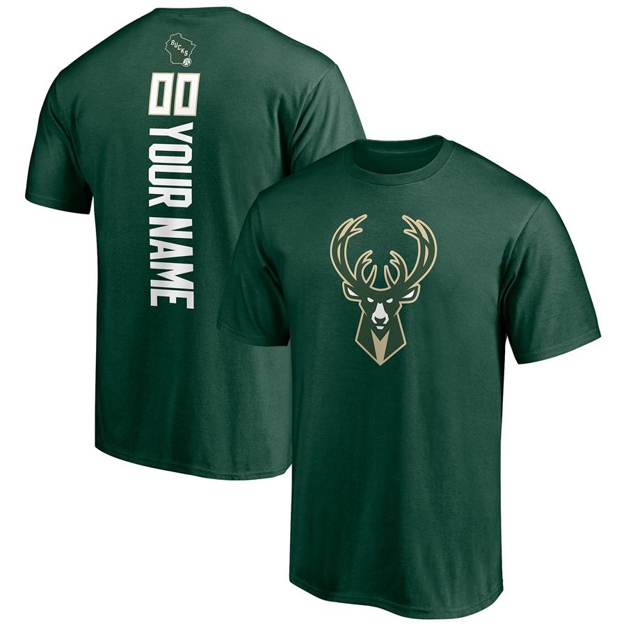 Milwaukee Bucks Fanatics Branded Playmaker Personalized Name & Number T-Shirt - Hunter Green