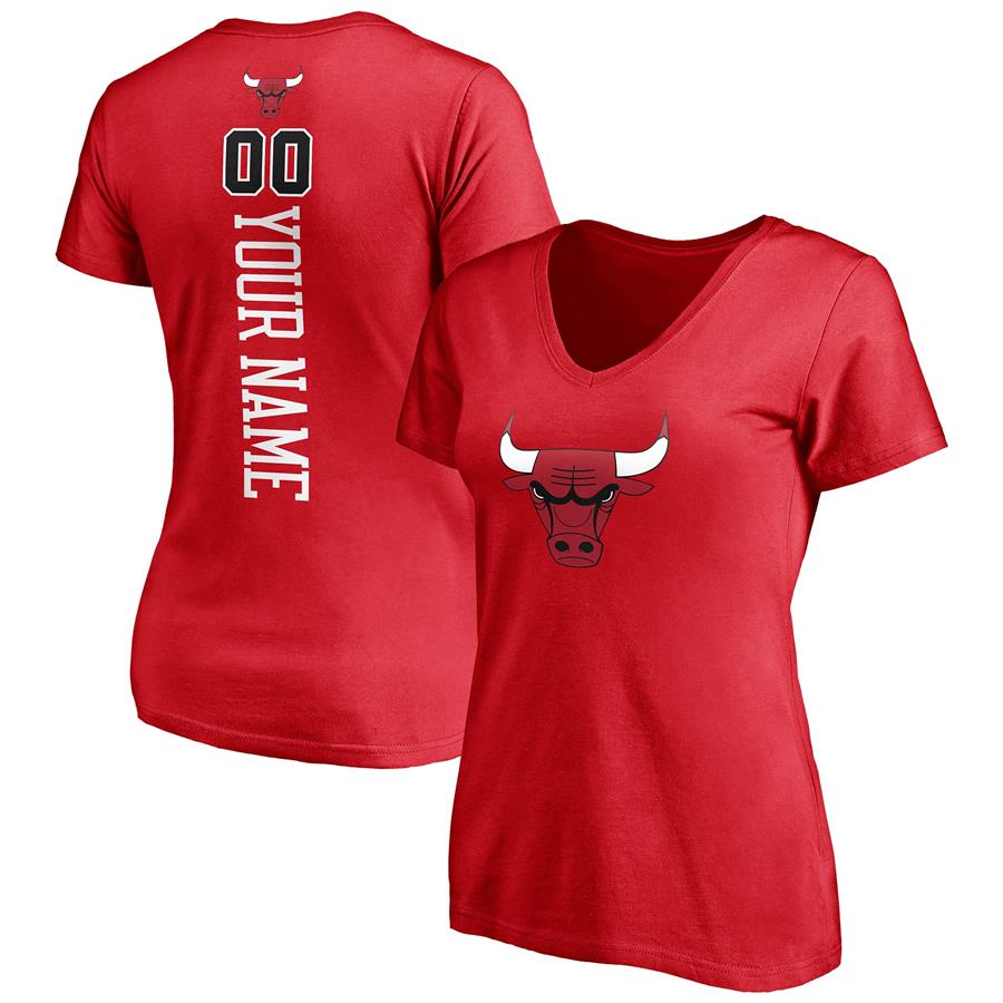 Chicago Bulls Fanatics Branded Women's Playmaker Personalized Name & Number V-Neck T-Shirt - Red
