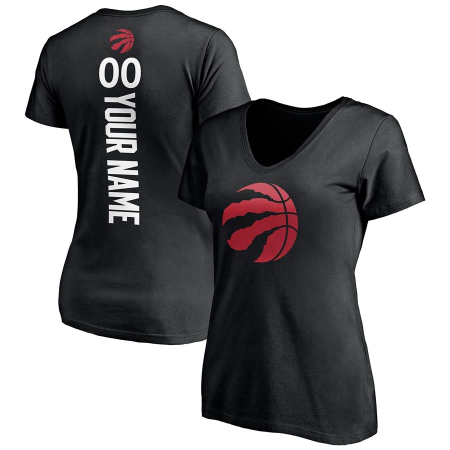 Toronto Raptors Fanatics Branded Women's Playmaker Personalized Name & Number V-Neck T-Shirt - Black