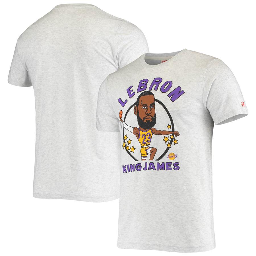 LeBron James Los Angeles Lakers Homage Caricature Tri-Blend T-Shirt - Heathered Ash