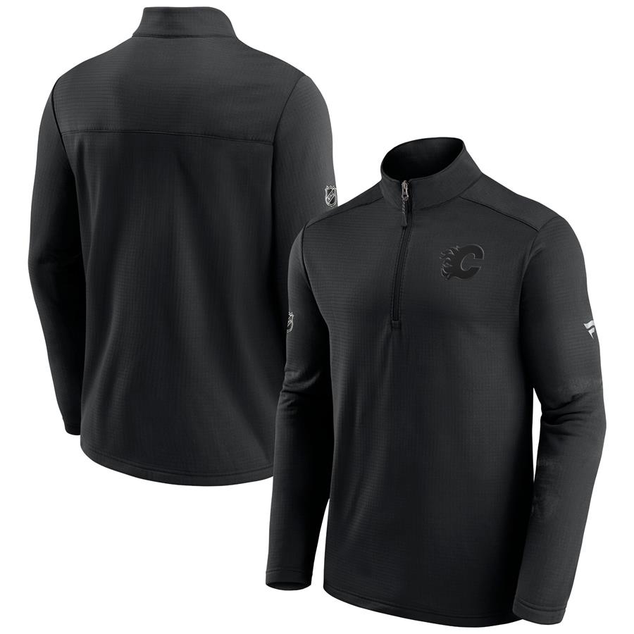 Calgary Flames Fanatics Branded Authentic Pro Travel and Training Quarter-Zip Jacket - Black