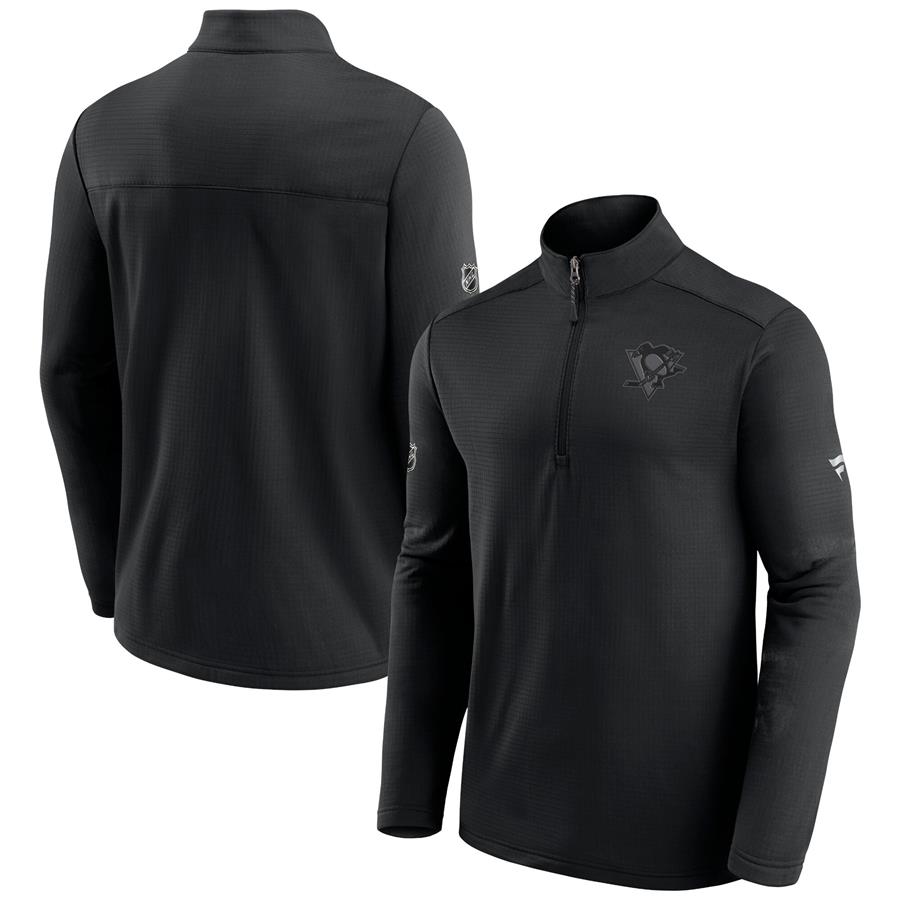 Pittsburgh Penguins Fanatics Branded Authentic Pro Travel and Training Quarter-Zip Jacket - Black