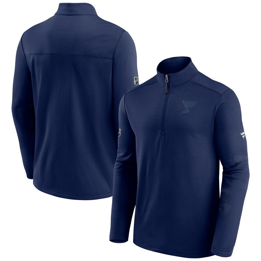 St. Louis Blues Fanatics Branded Authentic Pro Travel and Training Quarter-Zip Jacket - Navy