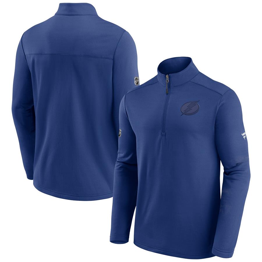 Tampa Bay Lightning Fanatics Branded Authentic Pro Travel and Training Quarter-Zip Jacket - Blue