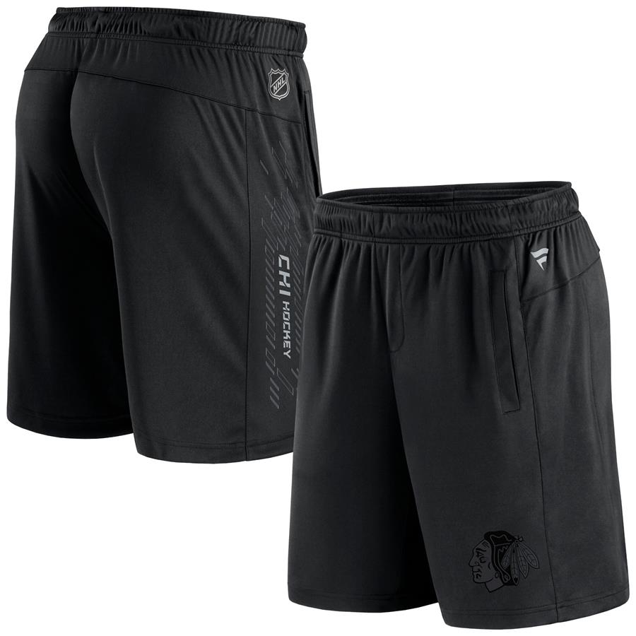 Chicago Blackhawks Fanatics Branded Authentic Pro Travel and Training Shorts - Black