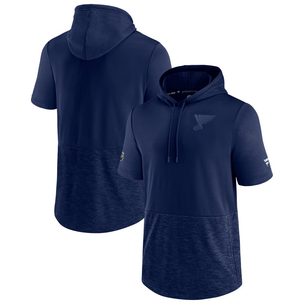 St. Louis Blues Fanatics Branded Authentic Pro Travel and Training Short Sleeve Pullover Hoodie - Navy