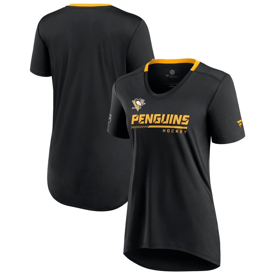 Pittsburgh Penguins Fanatics Branded Women's Authentic Pro Locker Room T-Shirt - Black