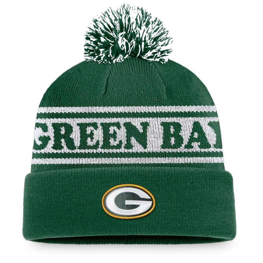 Green Bay Packers Fanatics Branded Sport Resort Cuffed Knit Hat with Pom - Green