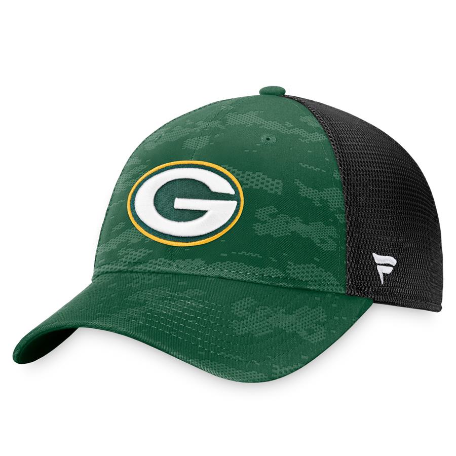 Green Bay Packers Fanatics Branded Throwing Shade Camo Trucker Snapback Hat - Green