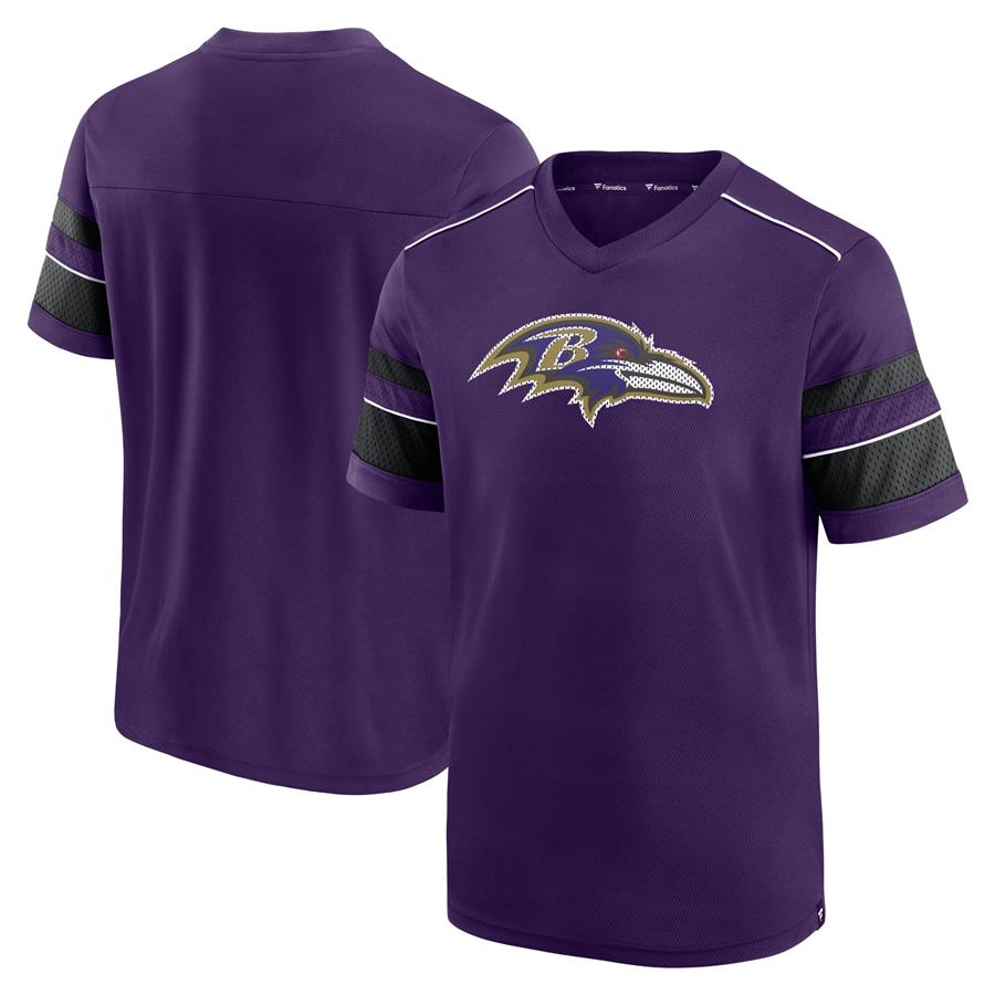 Baltimore Ravens Fanatics Branded Textured Hashmark V-Neck T-Shirt - Purple