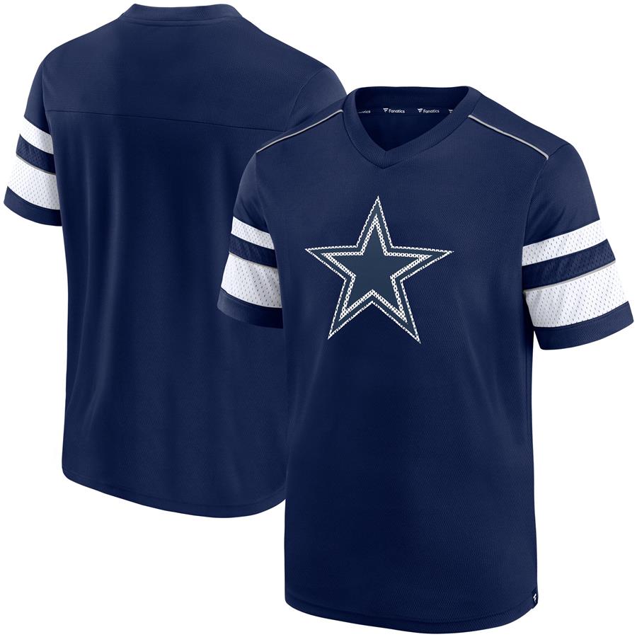 Dallas Cowboys Fanatics Branded Textured Hashmark V-Neck T-Shirt - Navy