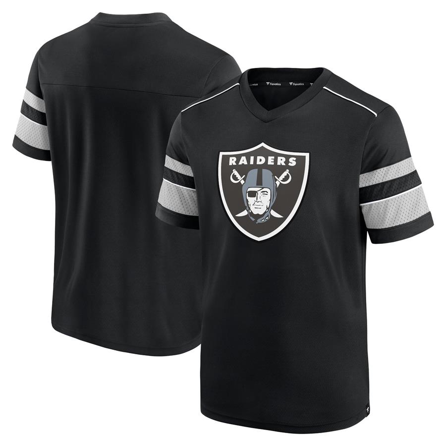 Las Vegas Raiders Fanatics Branded Textured Hashmark V-Neck T-Shirt - Black