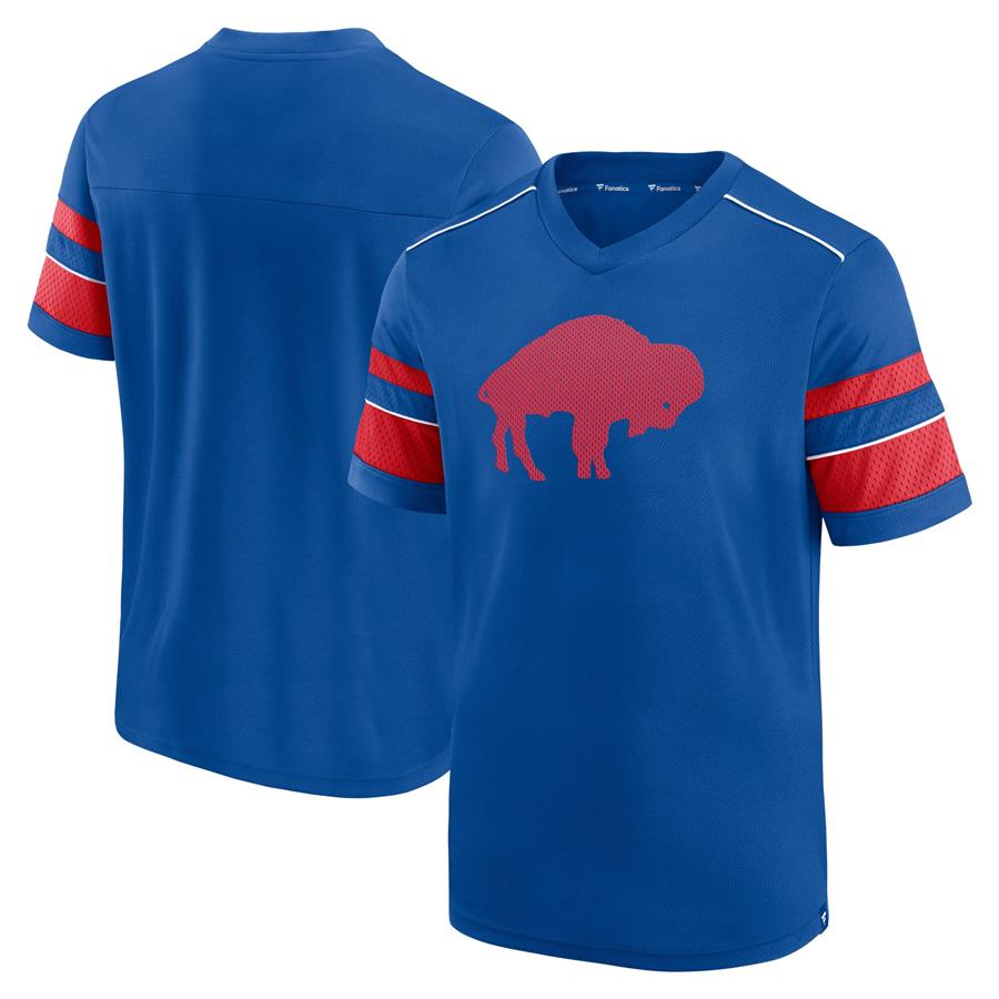 Buffalo Bills Fanatics Branded Textured Throwback Hashmark V-Neck T-Shirt - Royal
