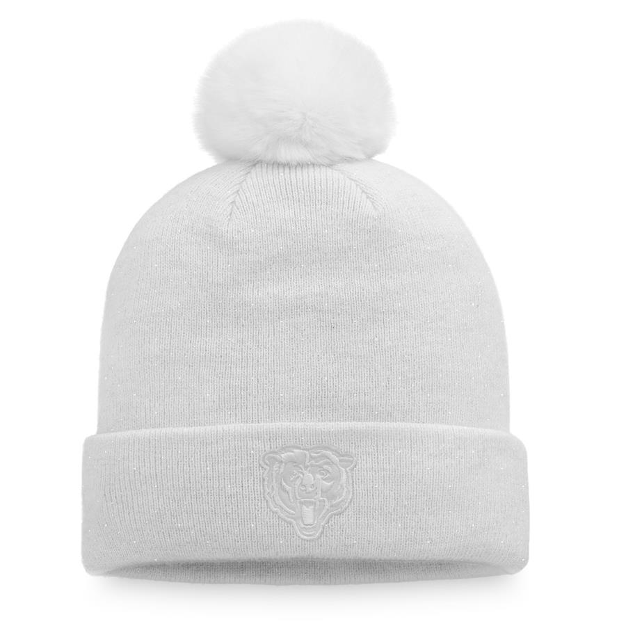 Chicago Bears Fanatics Branded Women's Winter Lights Sparkle Cuffed Knit Hat with Pom - White