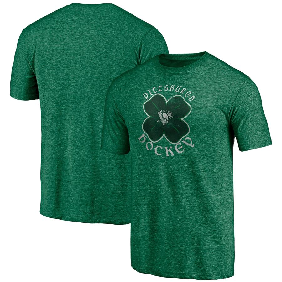 Pittsburgh Penguins Fanatics Branded Celtic Tri-Blend T-Shirt - Heathered Kelly Green