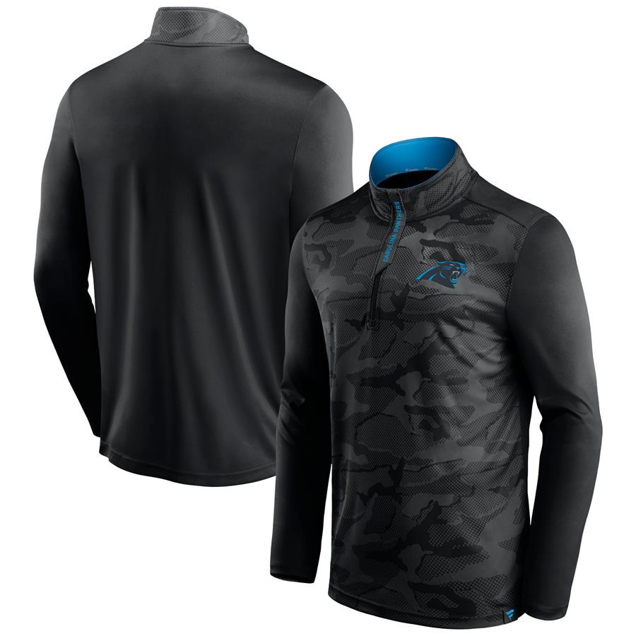 Carolina Panthers Fanatics Branded Camo Jacquard Quarter-Zip Jacket - Black